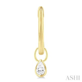 1/3 ctw Bezel Set Pear Cut Diamond Huggie Earrings in 14K Yellow Gold